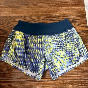 Nike Women's Blue and Yellow Athletic Shorts